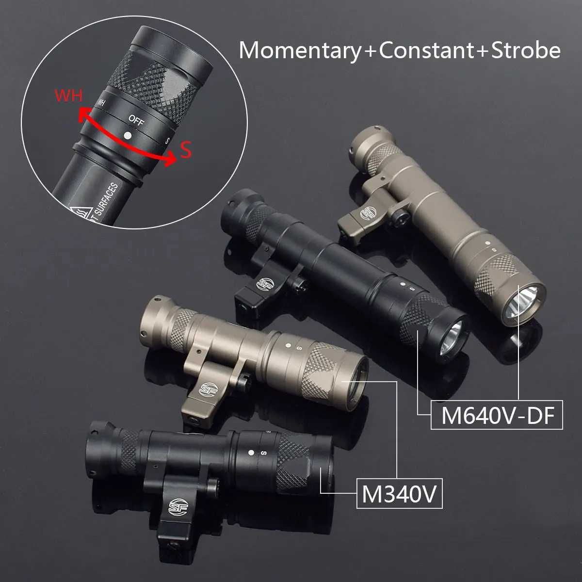 M340V M600 M640 M640V SF Tactical LED Flashlight Strobe Scout Light 20mm Picatinny Rail Mount Airsoft Hunting Lamp XJ250728