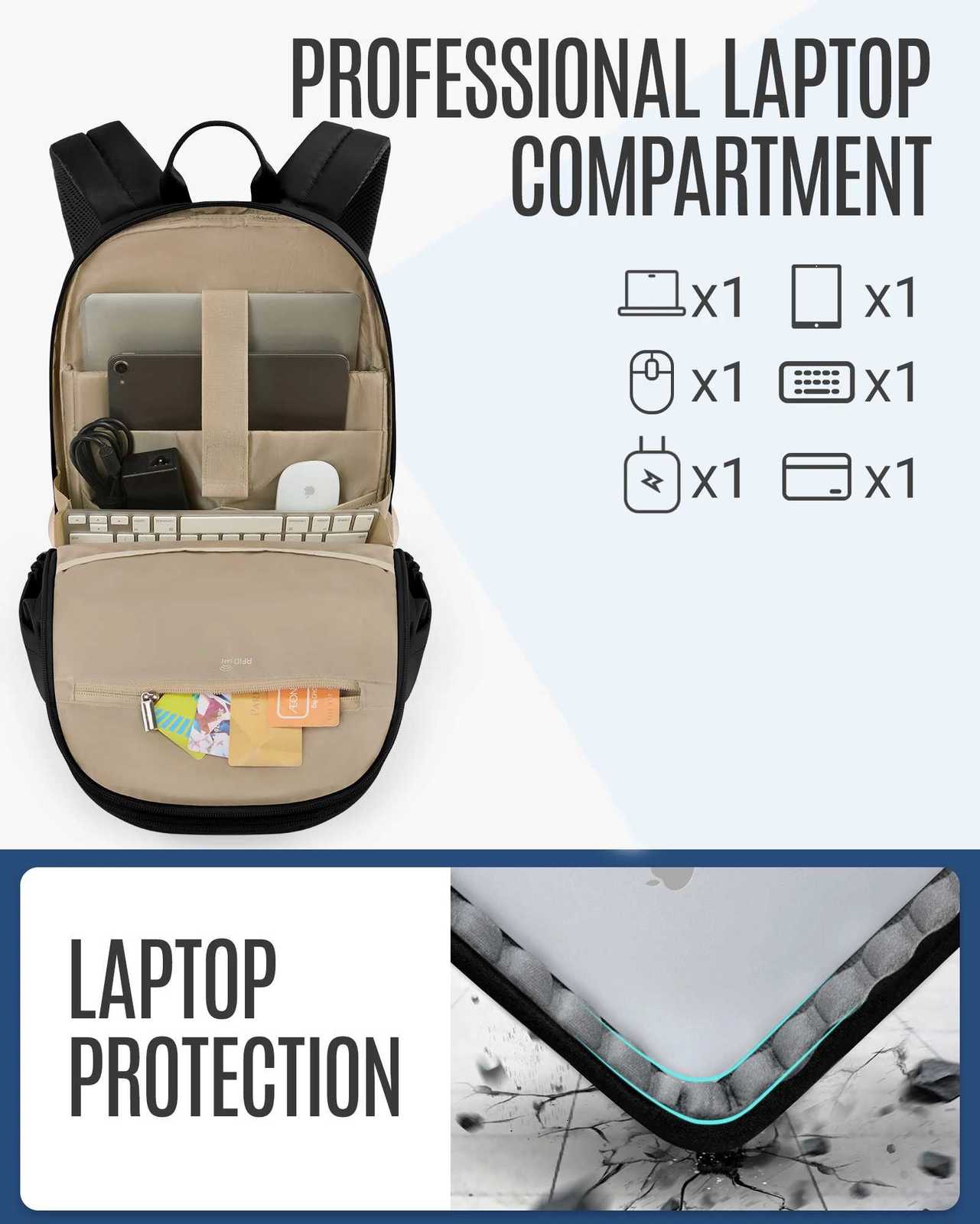 LIGHT FLIGHT Travel Backpack for Women 15.6 Inch Anti Theft Laptop Backpack with USB Charging Hole Waterproof College Bookbag S250728