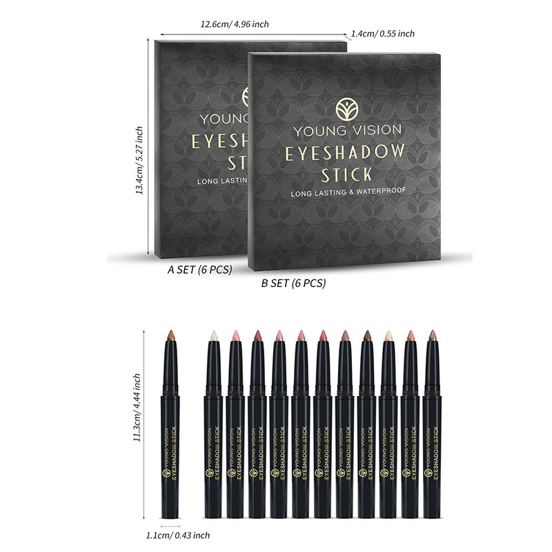 12 Colors Pearlescent Swivel Eyeshadow Stick Waterproof Correcting Contour Eye Makeup Pencil A must-have for a high quality make 250726