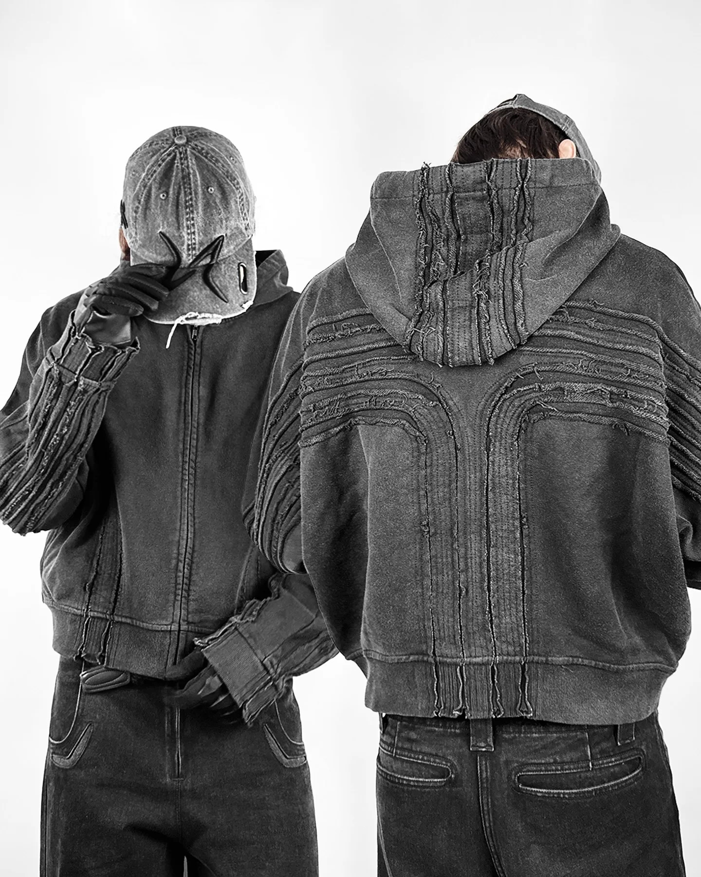2K Retro Cross Patchwork Trendy Hoodies for Men Gothic Fashion Street Hip Hop Zip Up Hoodie Splicing Working Clothes Sweatshirt 250729