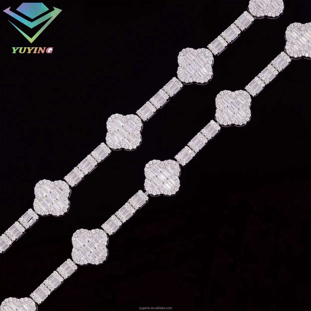 Yy Hot Sale Men's and Women's Flower Designed Hip Hop Tennis Chain Bracelet Sier VVS Moissanite Dia Jewelry