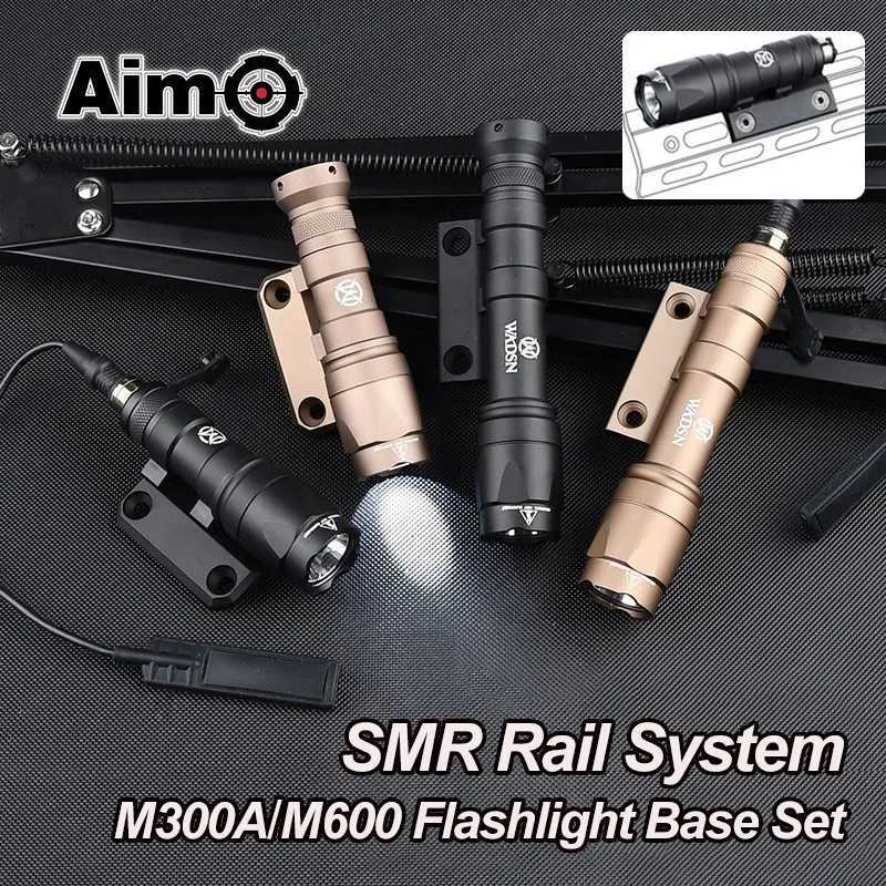WADSN M600 Airsoft Flashlight Fit SMR Rail System Scout Light Offset Side Mount M300 M600 Weapon Light Base Accessories XJ250728
