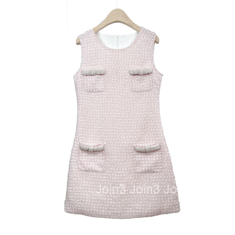 Spring Summer New Socialite Style Tassel Slim Fit Flattering High Waist Sleeveless Tank Dress Short Skirt for Women