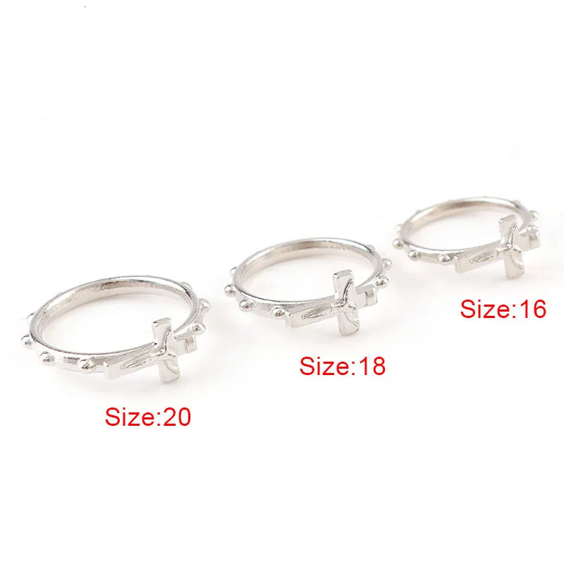 Cross Religious Ring Set 12PCS/pack Silver Color Catholic Wedding Ring Catholic Crucifix Ring Religious Wedding Jewelry Gifts 250729