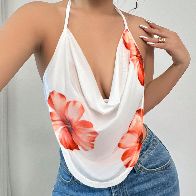 Sexy Top 2025 Summer New Product Vacation Style Spicy Girl Strap Vest Hanging Neck Womens Wear