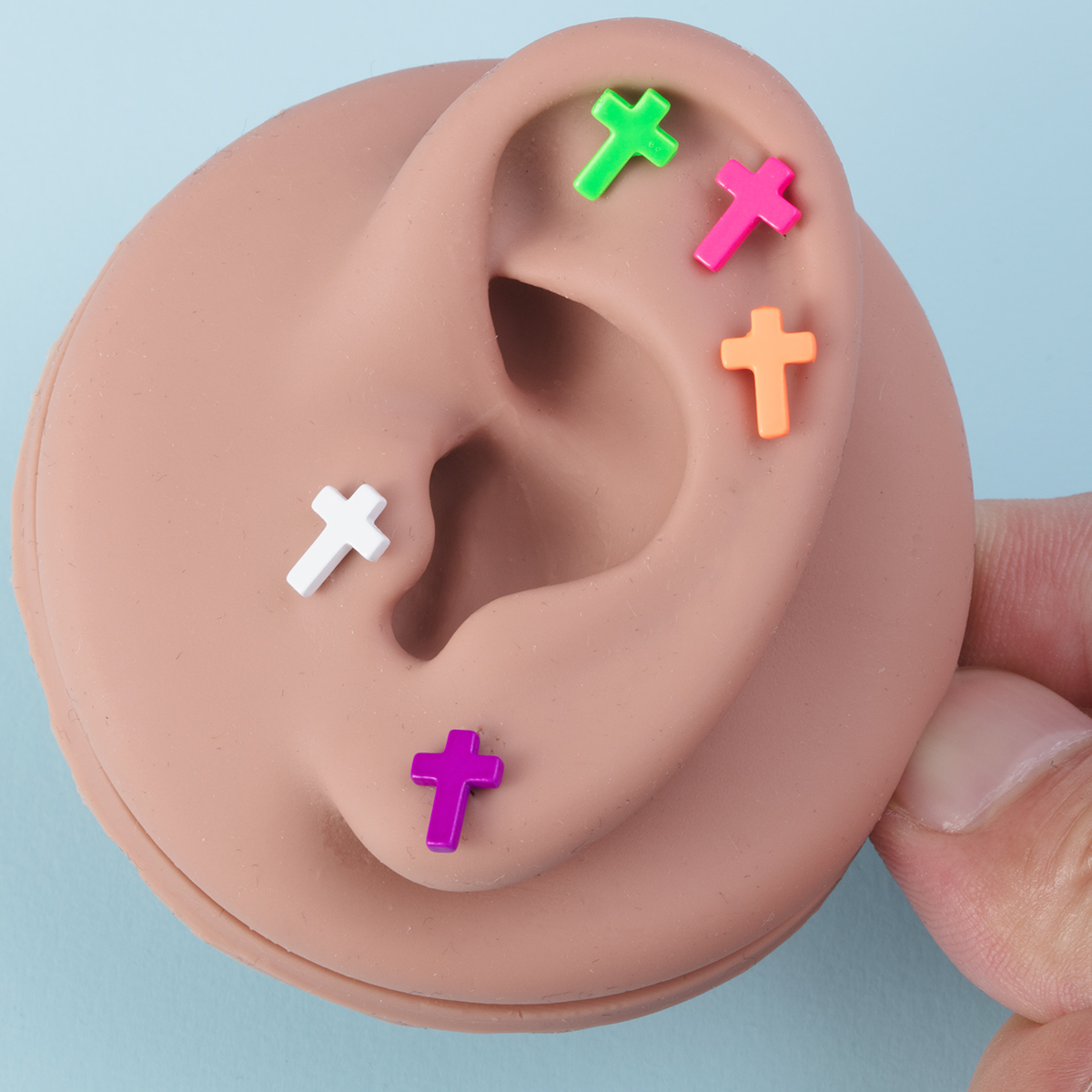 Baking paint stainless steel cross ear bone nail human piercing earring jewelry wholesale