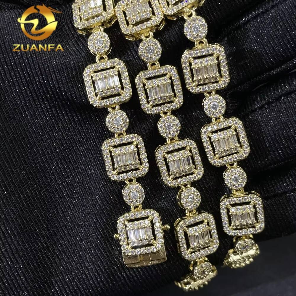 High Quality Hip Hop Jewelry 9.5mm Cuban Link Chain 925 Silver Iced Out Cluster Moissanite Tennis Chain Necklace