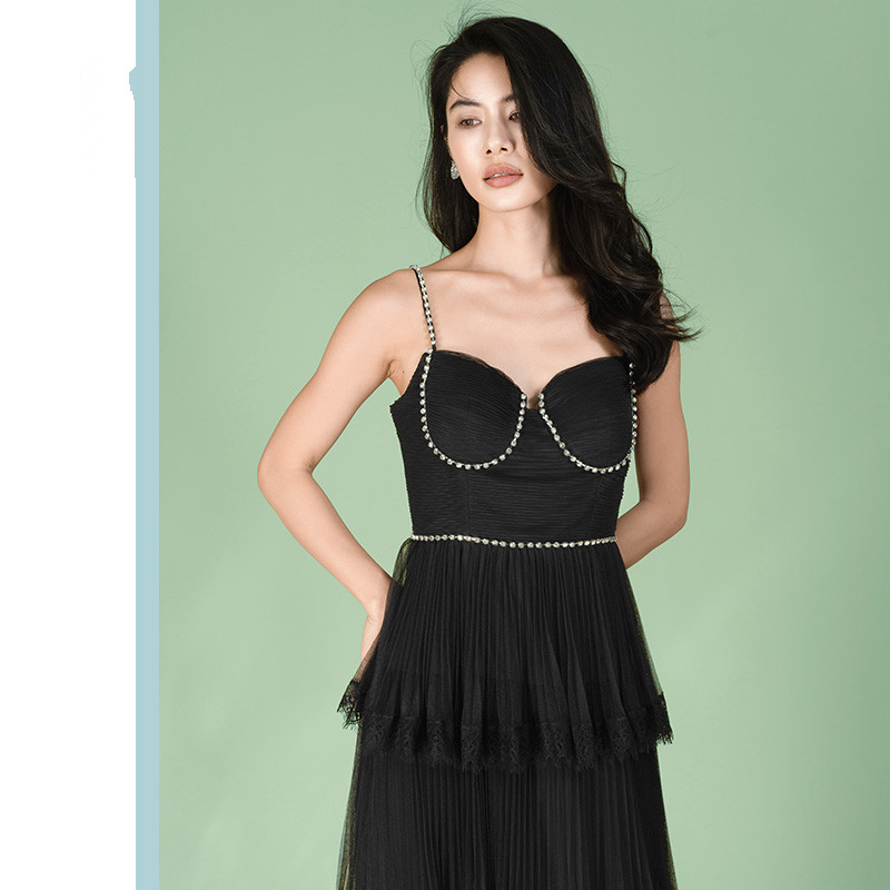 2025 Summer New Elegant Diamond Cake Skirt Sling Dress Elegant Banquet Basic Dresses 6116506