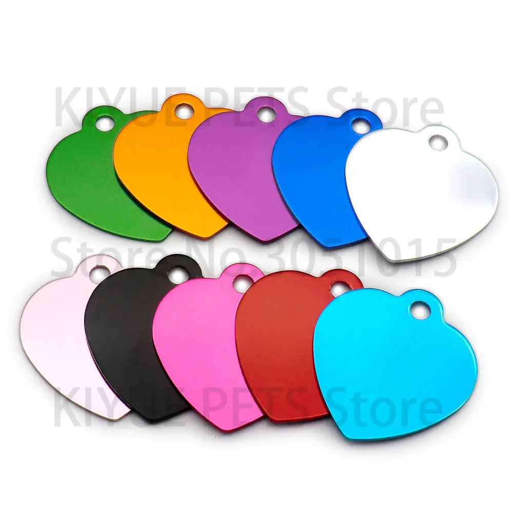 Wholesale 100Pcs Personalized Heart Dog Tag Pet Dog ID Name Wedding Gift Tag Card Customized Laser Name Dog Collar Accessories 250729