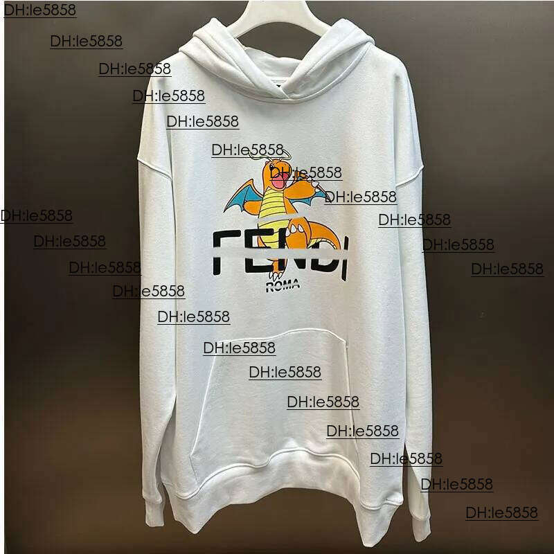 FW24 Show Mens Fashion Designer Hoodie Dragonite Black Cotton Oversized Long Sleeved Jersey Sweatshirt Men Regular-fit Hoodies