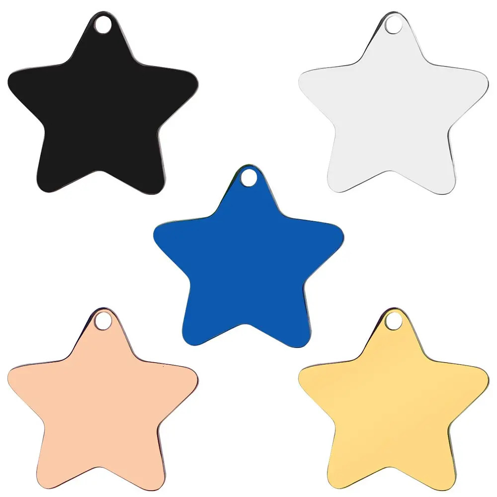 Wholesale 20Pcs Stainless Steel Star ID Tag Personalized Dog ID Tags For Man Customized Laser Cat Puppy Blank Pet ID Tags 250729