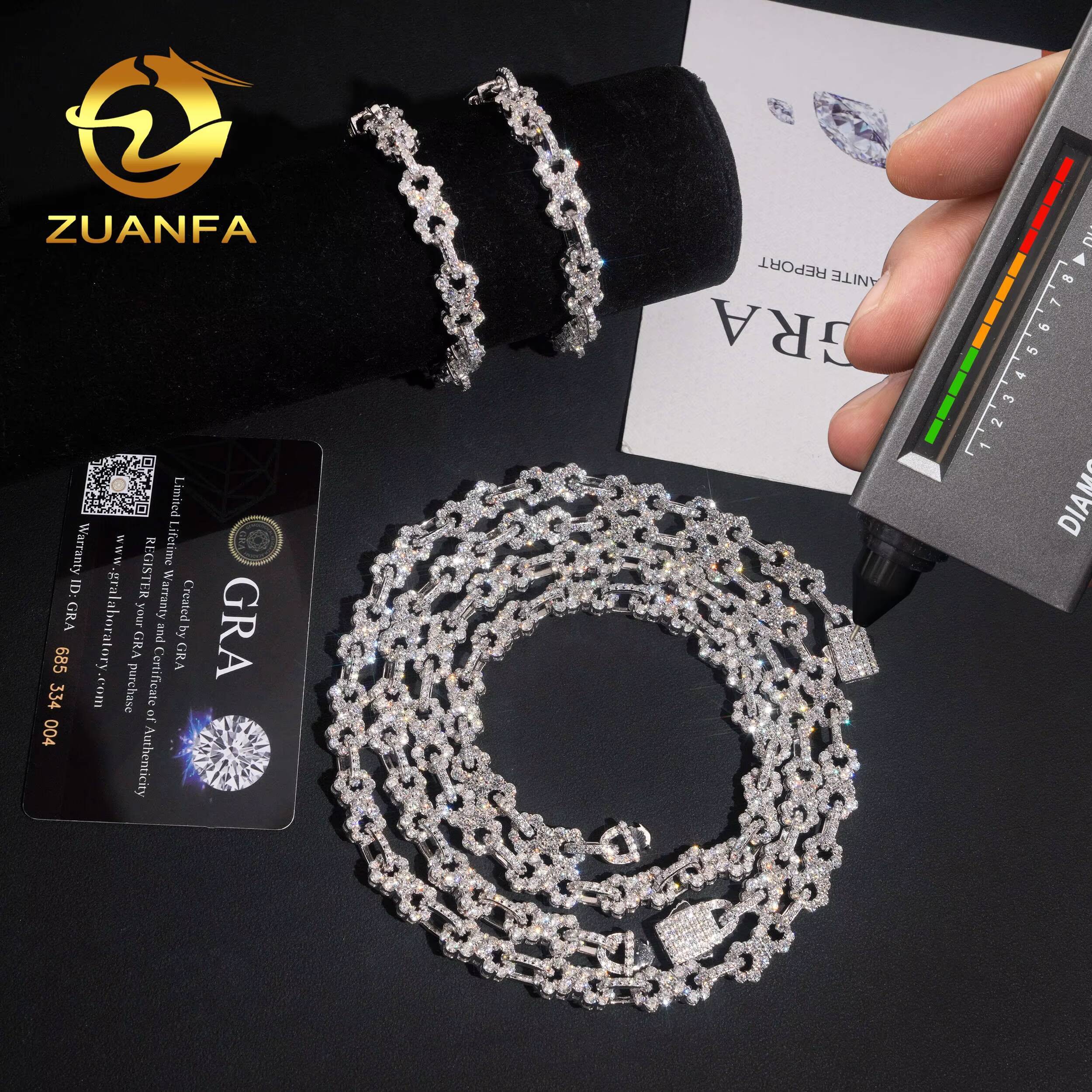 New Arrivals Iced Out Jewelry 8.5mm 925 Silver Pass Diamond Tester Moissanite Infinity Chain Necklace