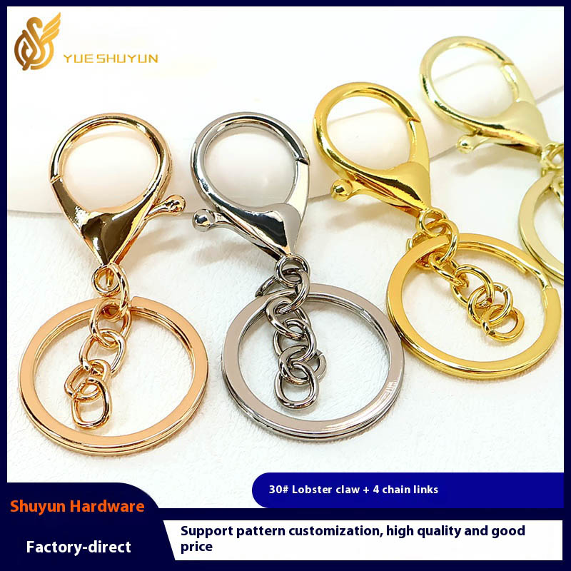 Factory Supply 30# Lobster Buckle 4 Section Chain Keychain products can be wholesale wire ring