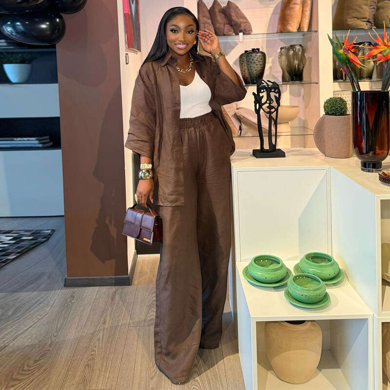 Women's Clothing Summer Casual Fashion Three-Quarter Sleeve Top And Pants Two-Piece Set B5