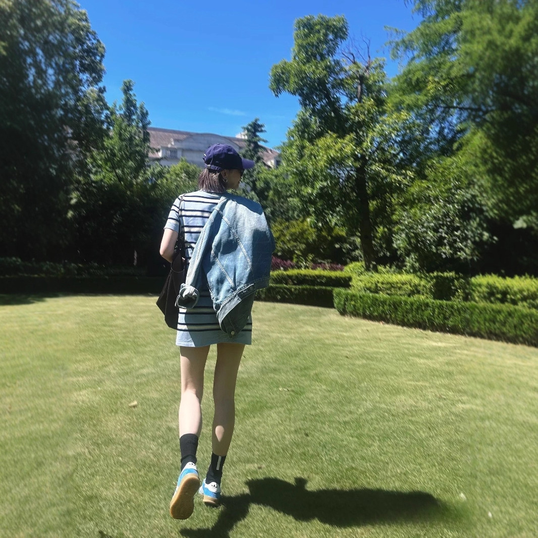 GY3145 Spring and summer new college style Polo collar contrast striped dress age-reducing versatile knitted skirt