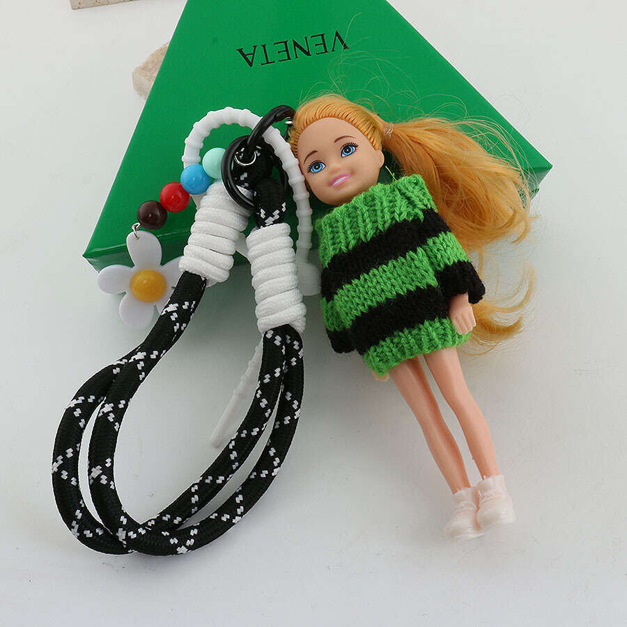 Cute Style Knitted Doll Bag Cartoon Car Keychain Backpack Pendant Couple Gift