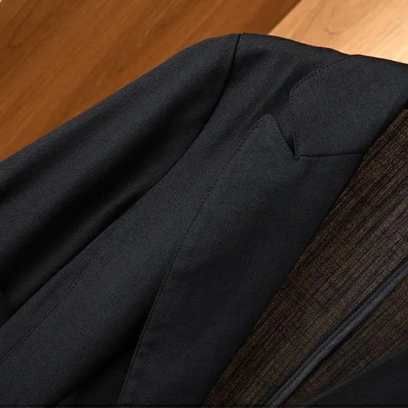 Korean Fashion Slim Jackets Casual Womens Suit Blazer Elegant Turn Down Collar Single Button Short Sleeve Coat Summer 250729