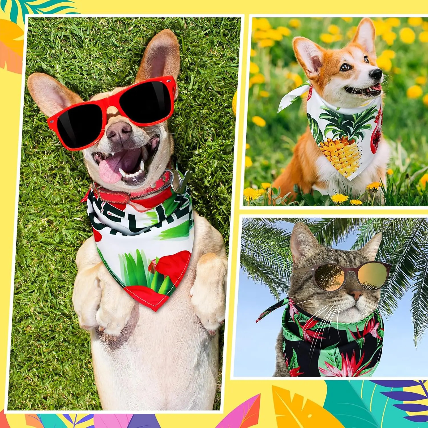 100Pcs Summer Beach Dog Bandanas Bulk Bibs Colorful Triangle Scarf Pet Bandana for Medium Large Dogs Birthday Costume Decoration 250729