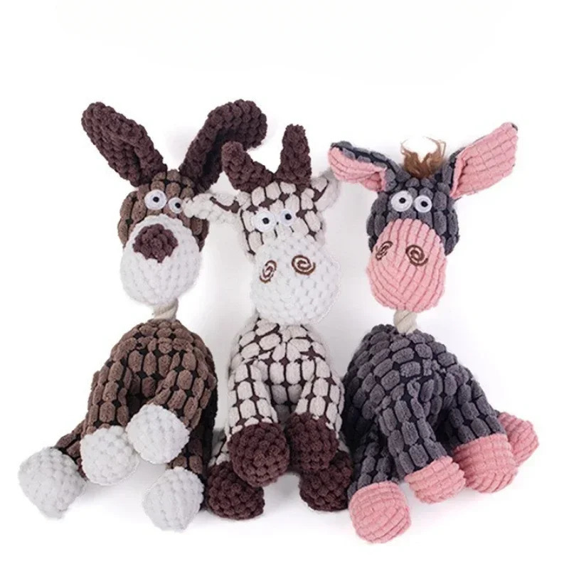 Dog Sounding Toy Molar Training Decompress Interactive Bite Resistant Donkey Shape Plush Toys Pet Supplies Accessories 250729
