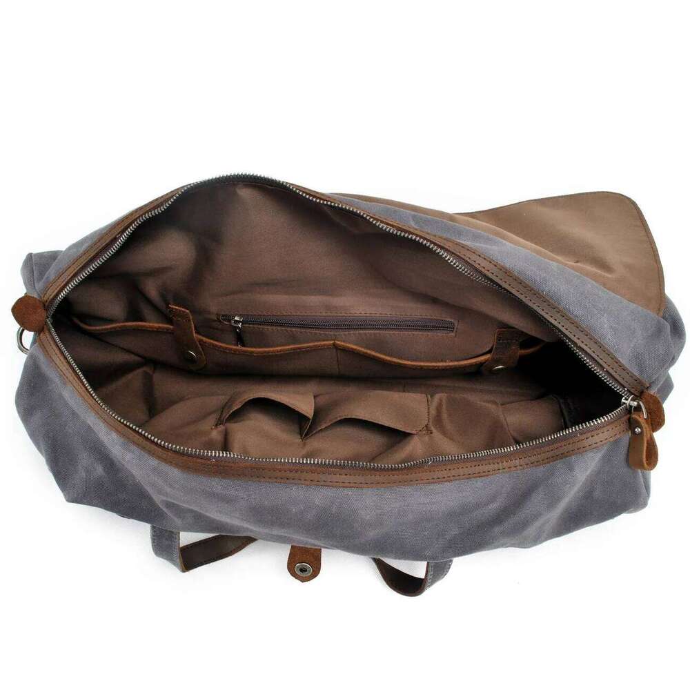 MUCHUAN Vintage Pure Cotton Canvas Leather Travel Duffle Bags Large Capacity Weekend Overnight Bag Men Hand Lage Big