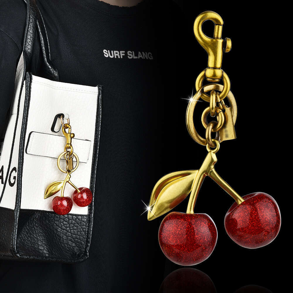 Crystal Red Cherry Bag Car Keychain Fruit Pendant