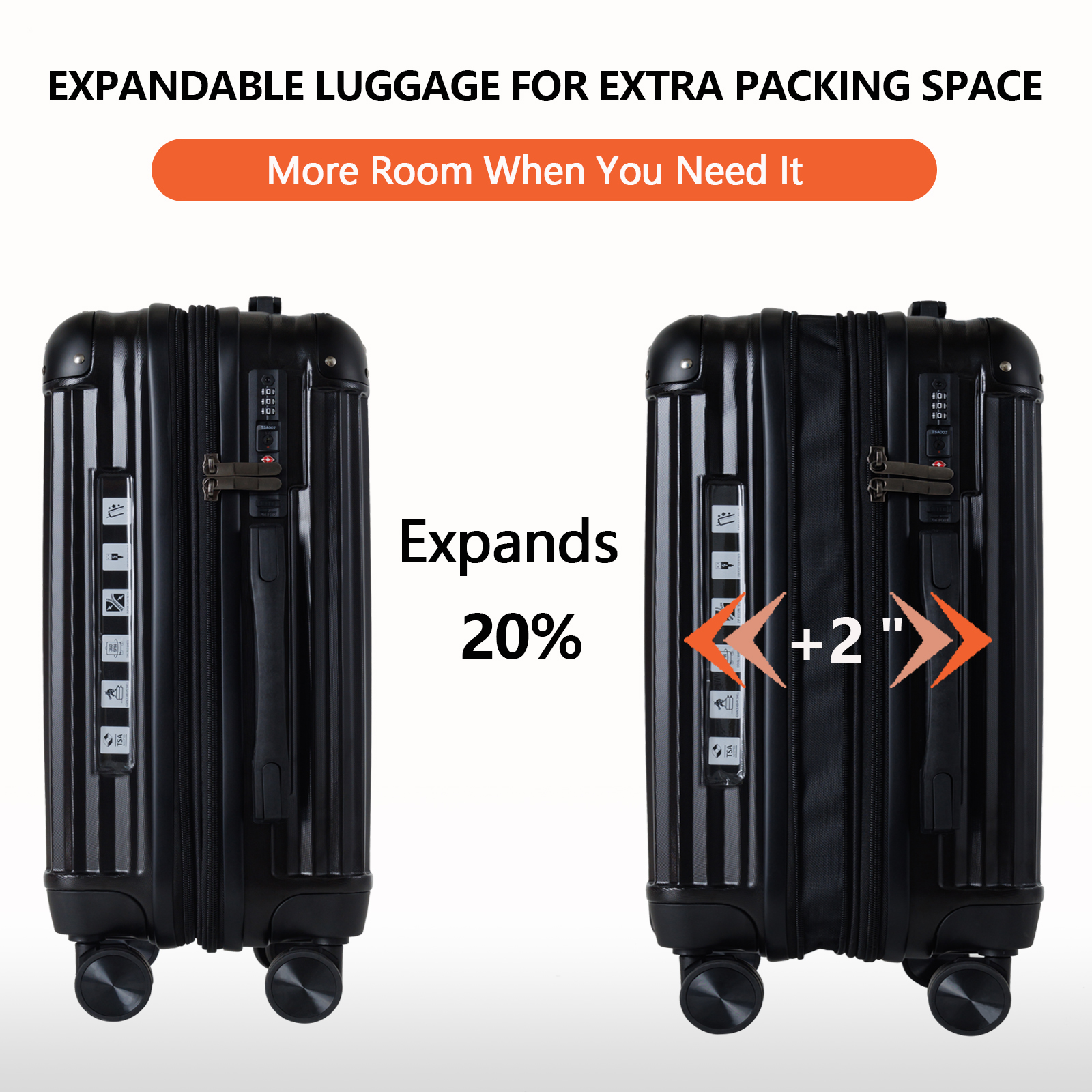 TSA-Accepted Expandable Luggage Sets 3 - ABS Carry On Suitcase for International Travel & Corporate Business Trips