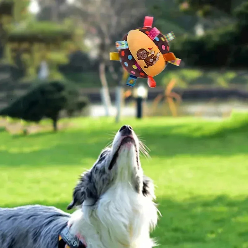Interactive Ball Dog Toy with Built Bite Resistant Plush Handle Decompress Training for Aggressive Chewers Fun Pet Supplies 250729
