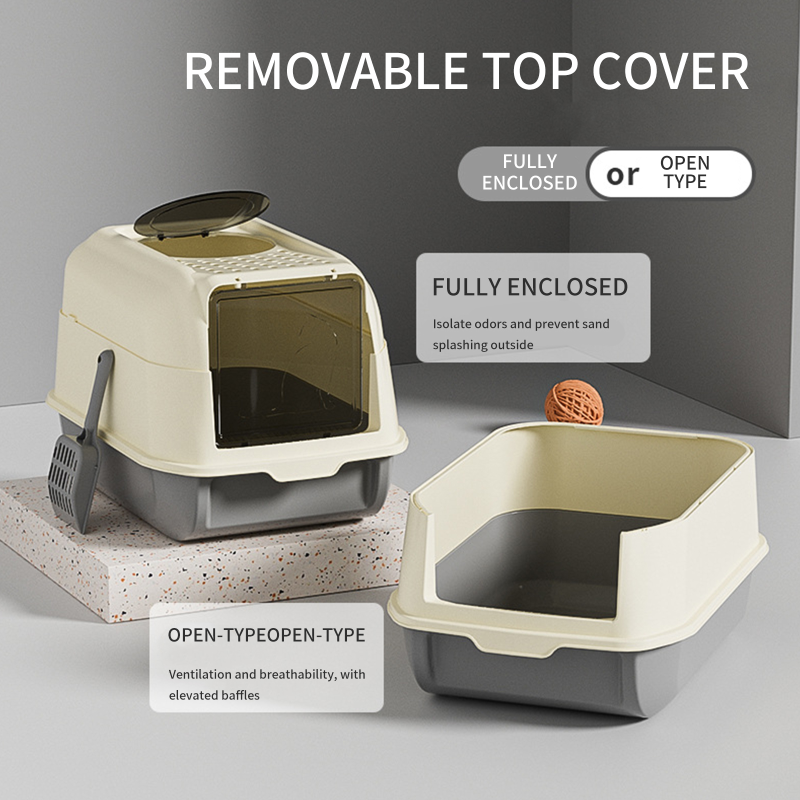 Cat litter box fully enclosed large and extra large drawer style top in odor proof and splash proof cat toilet for cats