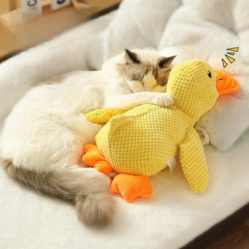 Plush Companion Sleeping Duck Dog Toys for Small and Large Dogs Bite Resistant Teeth Grinding Sound Relief Toy 250729