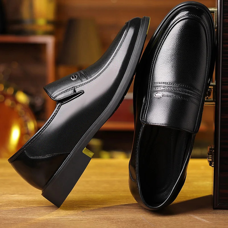 Men Flat/5cm Dress Shoes Formal Leather Elevator Shoes Height Increase Shoes Mens Business Wedding Oxfords Zapatos De Hombre 250725