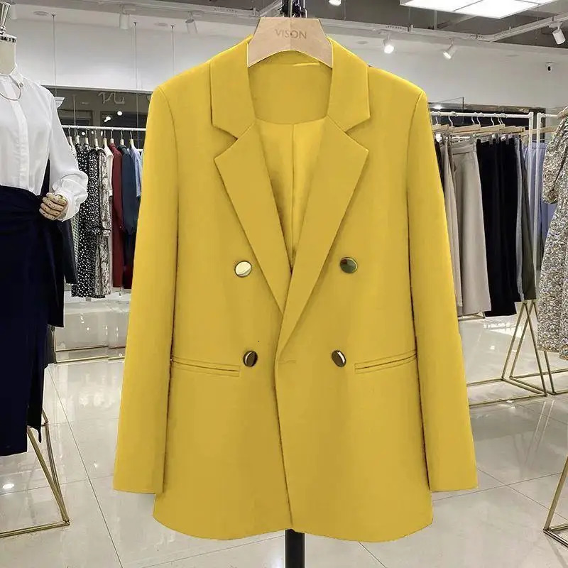 Red Suit Coat Womens Korean Style Loose Doublebreasted Blazers Office Female Temperament Jacket Outerwear Tops 250729