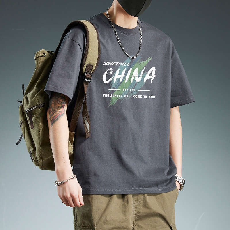Designer T Shirt Japanese Style Summer Round Neck T-Shirt Men's Short Sleeve Top Trendy Loose Half Sleeve Fashion Printed Cotton Tee Shirt Graphi