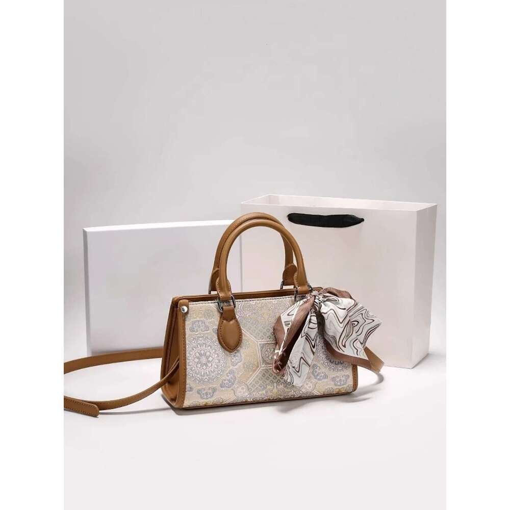 Designer Luxury Popular Handbag With Charming Chinese Style Embroidery Scarves Women Stylish And Versatile Shoulder Crossbody Bag