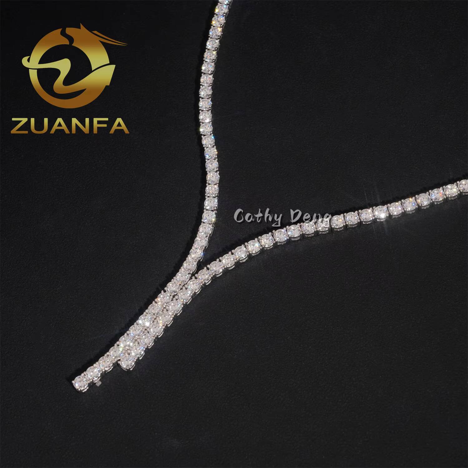Fashion Women Necklace 4mm 925 Silver Moissanite Diamond Tennis Necklace Pass Diamond Tester Iced Out Tennis Chain