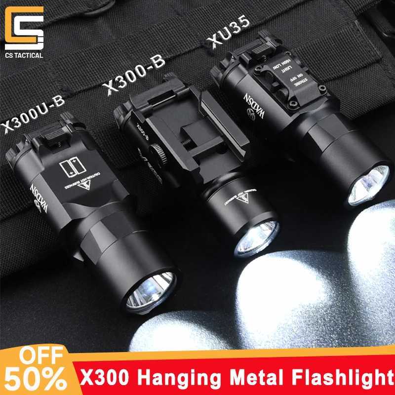 WADSN X300-B X300U-B Hunting Flashlight WhiteLED Spotlight XU35 Strobe Airsoft Weapon Light Scout Light Metal Base Fits 20MM Rail R250728
