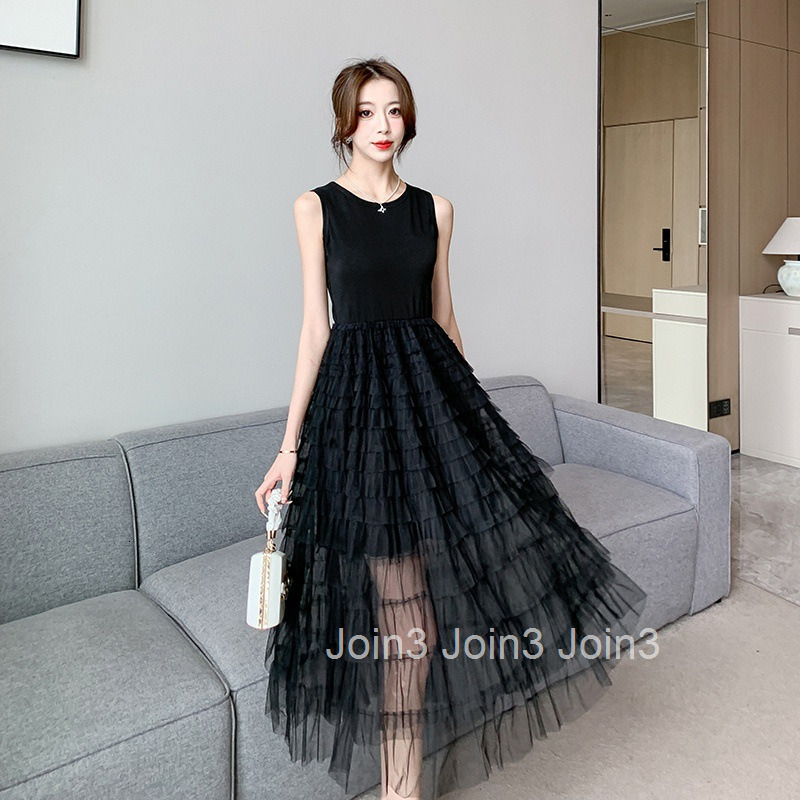 Summer New Urban Smart Girl Slim Vest Cake Dress Sweet Base Dress Long Dress