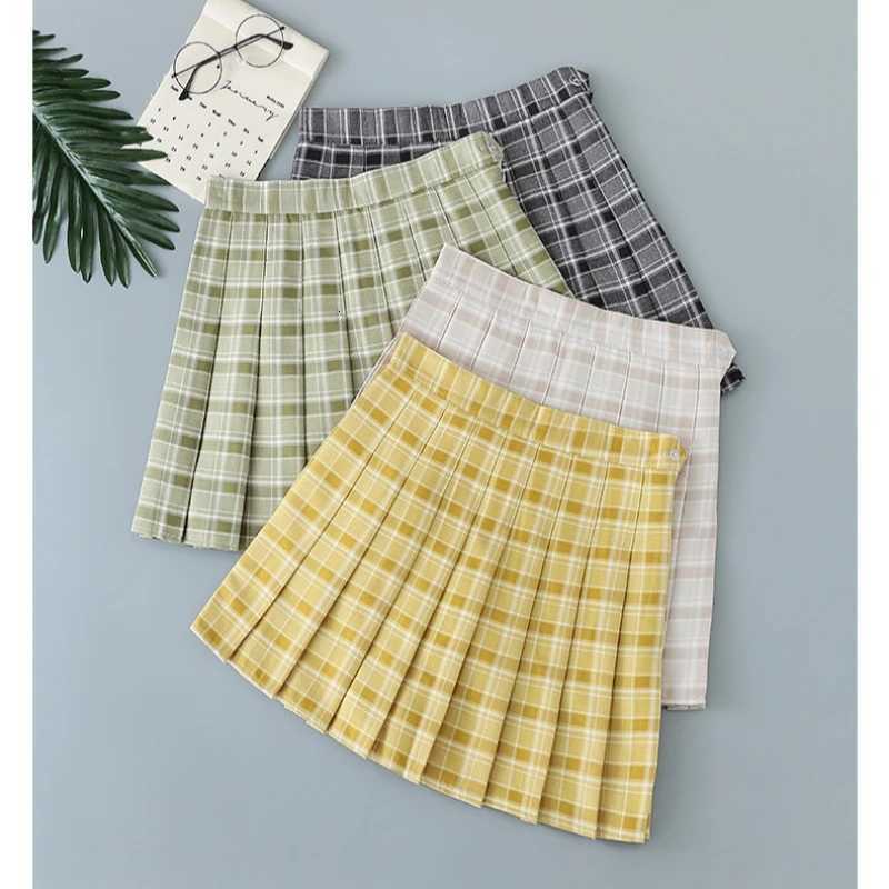 2023 Womens Summer Clothing Pleated Skirt Plaid High Waisted A Line Skirts Korean Preppy Style Mini Short Skirts For Girls R250728