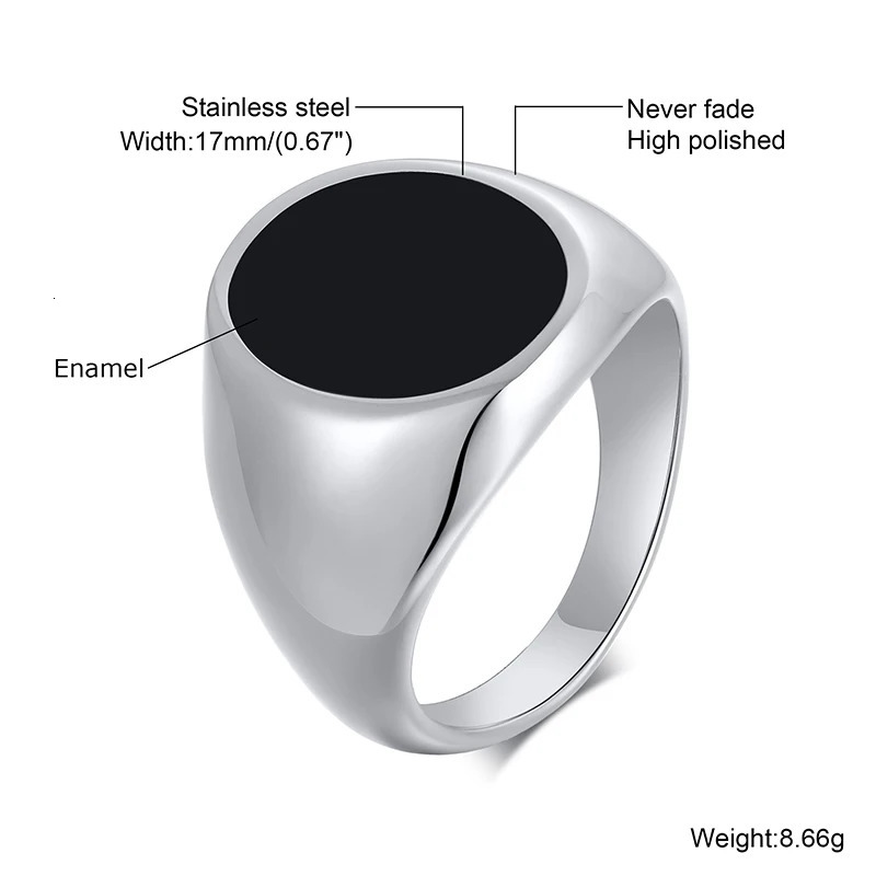 Vnox Gothic Punk Rings for Men Signet Rings Round Square Top Stamp Finger Band Chunky Boys Teens Rock Jewelry Fraternal Rings 250729