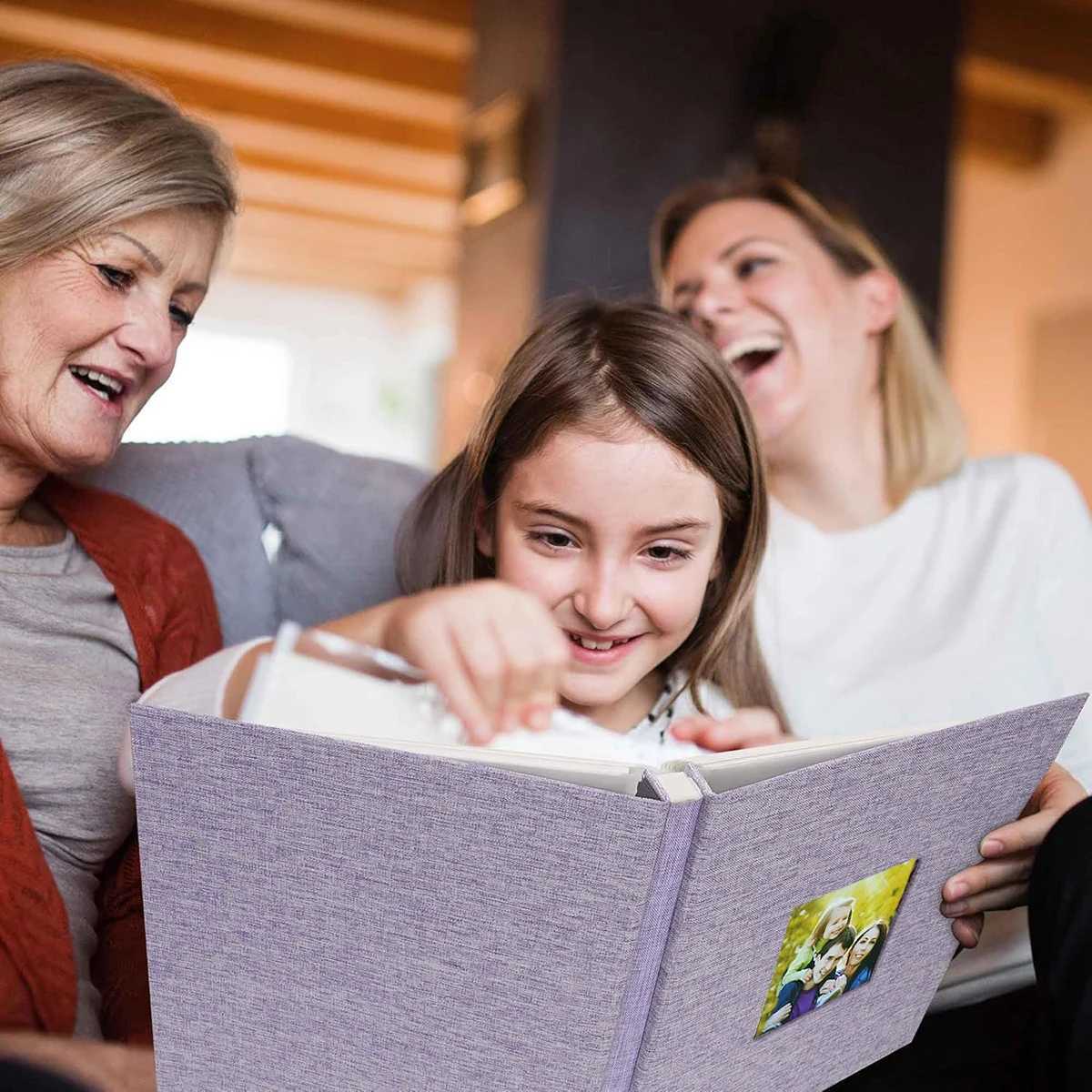 DIY Linen Scrapbook Small Photo Album with Self-Adhesive Pages Capable of Holding 4x6 and 2x3 Pictures Equipped with Picture D Z250729