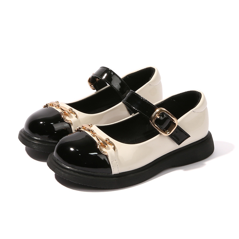 Girls' Leather Little Girls Flat Loafers Fashion Patchwork Color Single Soft Sole Children's Student British Style Shoes ddmyshoesvip