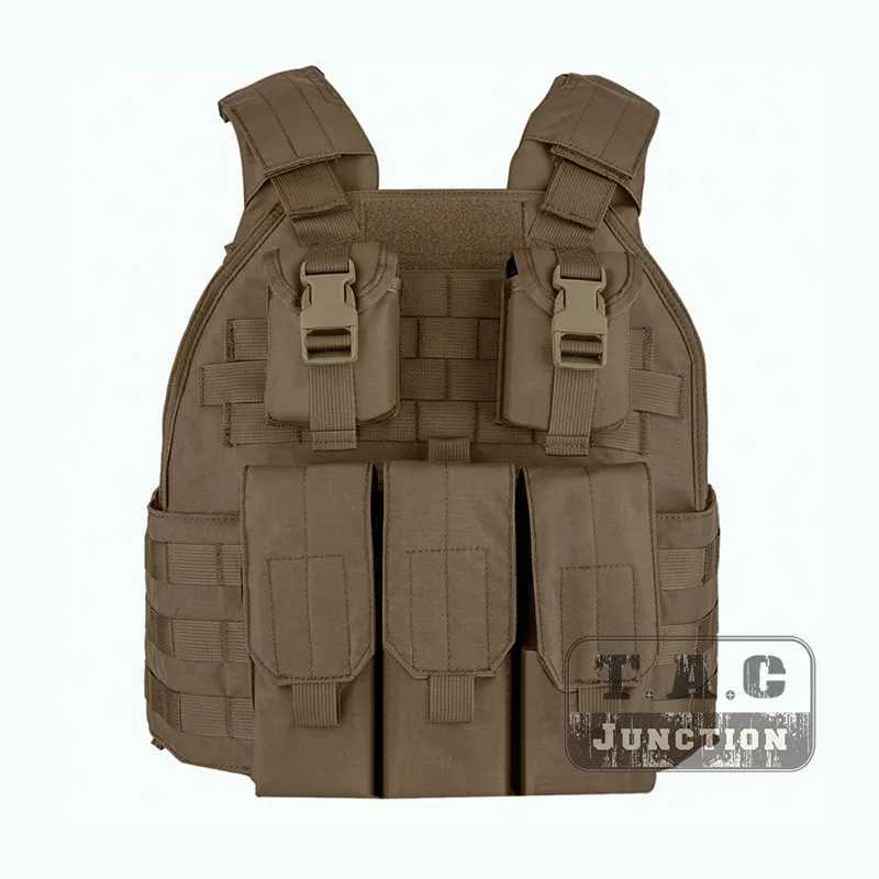 Emerson SPC Plate Carrier Style High Speed Vest w/ Triple M4 M16 Magazine Pouch Emersongear Tactical Compact Vest Coyote Brown Z250728