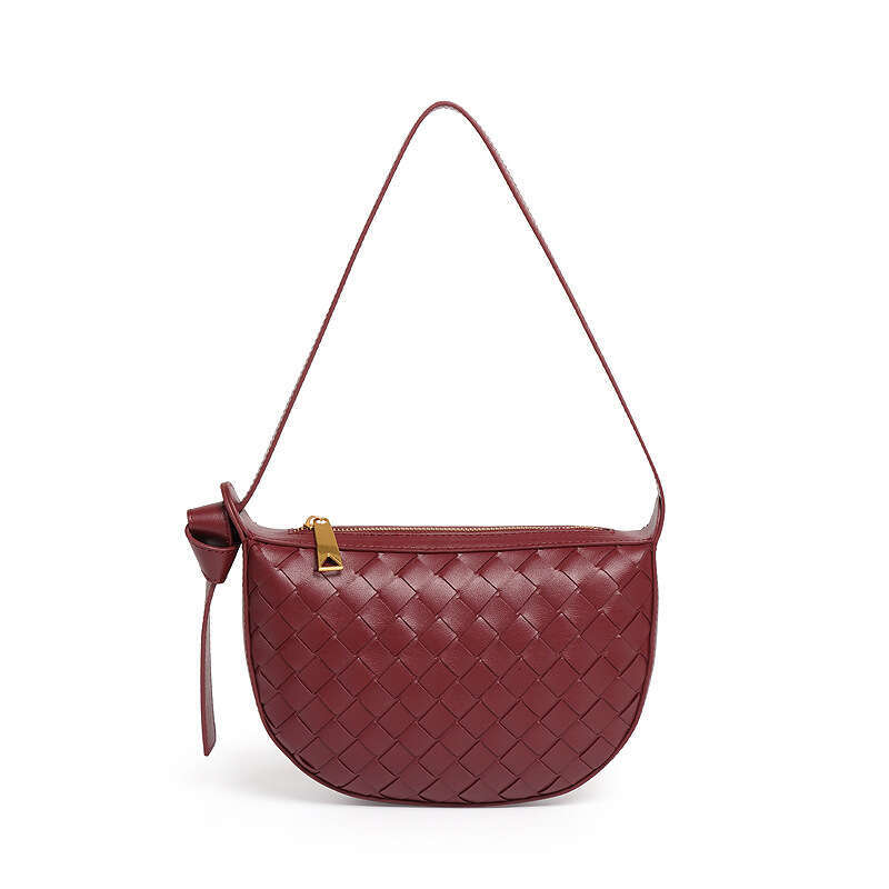 Women Woven Fashion Simple New Shoulder Zipper Texture Versatile Underarm Bag