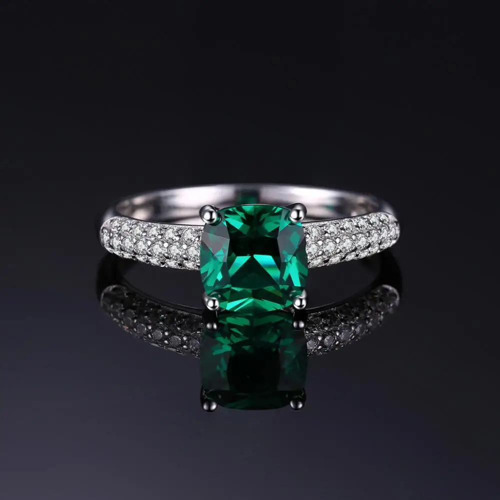 Jewelry Green Simulated Nano Emerald Created Ruby Ring 925 Sterling Silver Gemstone Solitaire Engagement Rings for Women250724