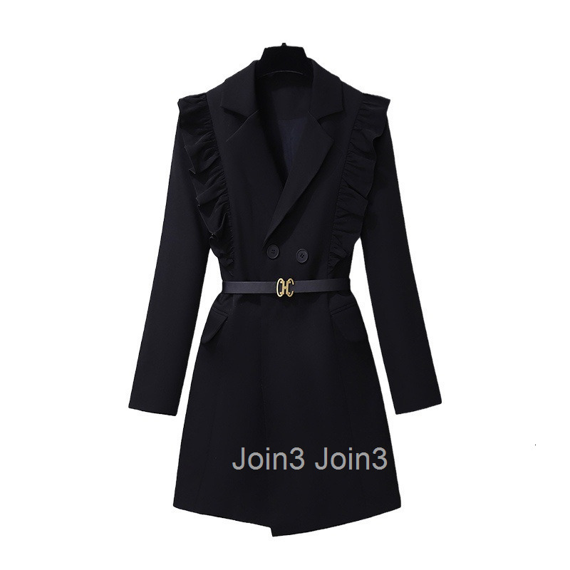 Ruffle edge long sleeved suit skirt with new autumn design and matching belt dress