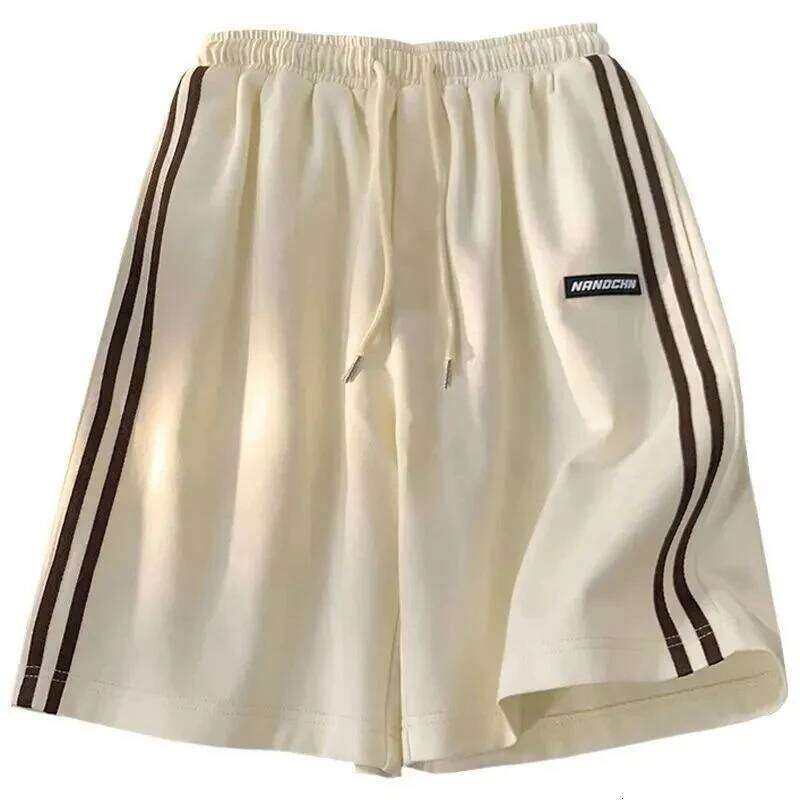 Side Striped Sweatpants Women High Waisted Loose Straight Running Summer Fashion Casual Black White Wide Leg Shorts