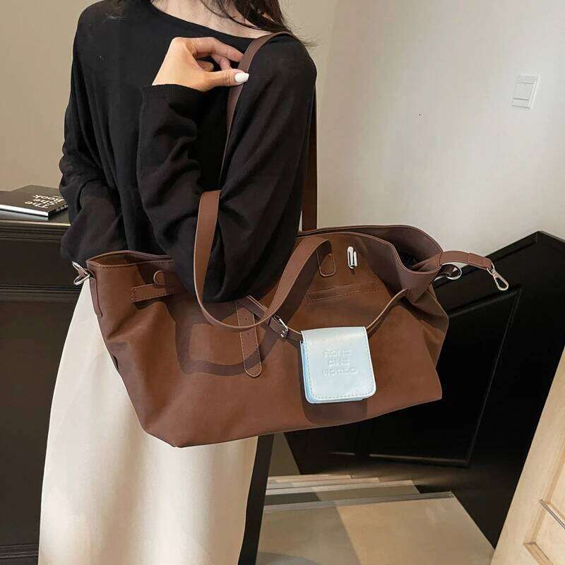 Casual Retro Solid Color Interior Zipper Pocket Tote Pu Sewing Thread Large Capacity 2025 Hot Sale Bags For Women