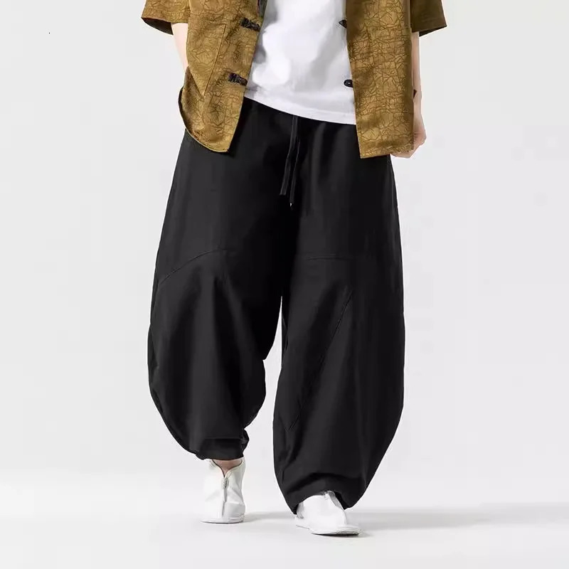 Mens Spring Loose Harem Pants Chinese Linen Oversize Sweatpants High Quality Casual Male Trousers 250729