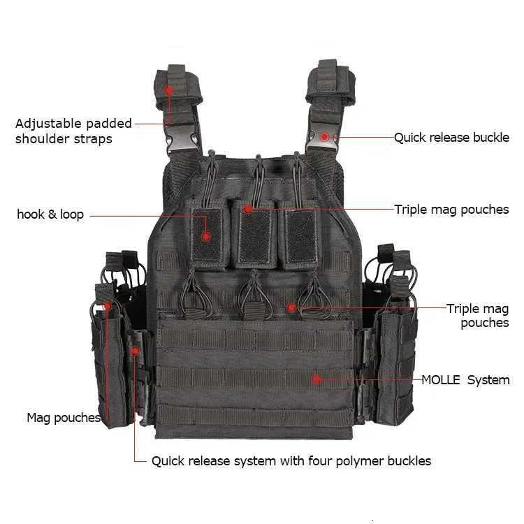 Tactical Vest Combat Training Assault Plate Carrier Outdoor Hunting Quick ReLEase MolLE Tactical Vest Bag for Men Z250728
