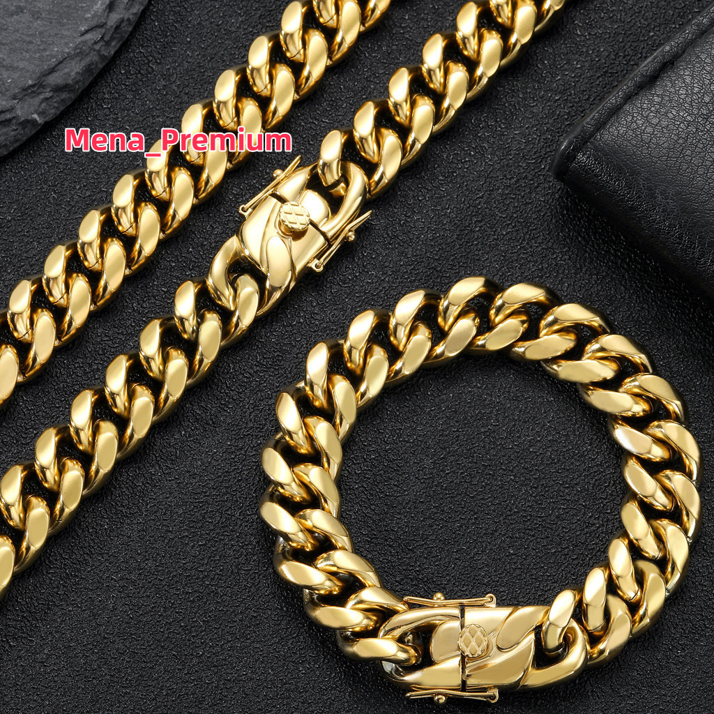 Shangjie OEM 2022 High Quality Hip Hop Cuban Chain 18K Gold Plated Stainless Steel Necklace