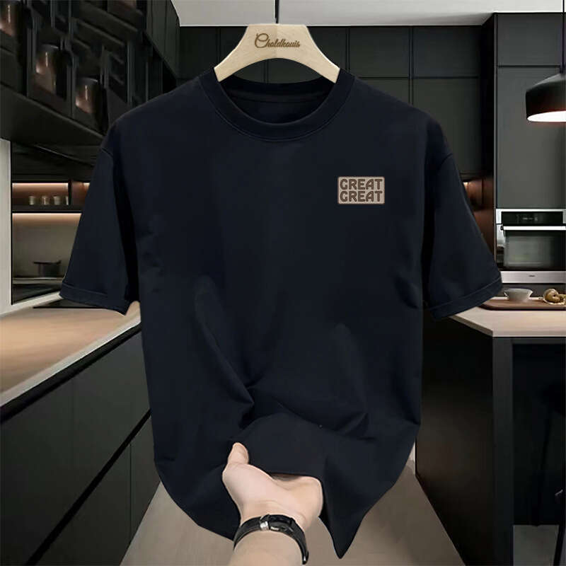 Designer T Shirt Trendy Brand Hong Kong Style Pure Cotton Letter Short Sleeve T-Shirt For Men Summer Loose Fit Plus Size Tee Unique Design Comfortable